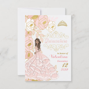 Pink and Gold Quinceanera No Photo Save The Date