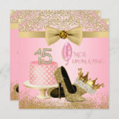 Pink and Gold Quinceanera Princess 15th Birthday Invitation (Front/Back)