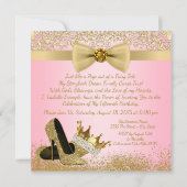 Pink and Gold Quinceanera Princess 15th Birthday Invitation (Back)