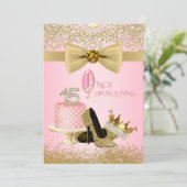 Pink and Gold Quinceanera Princess 15th Birthday Invitation (Standing Front)