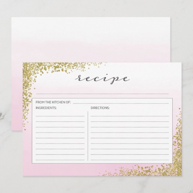 Pink and Gold Recipe Card (Front/Back)