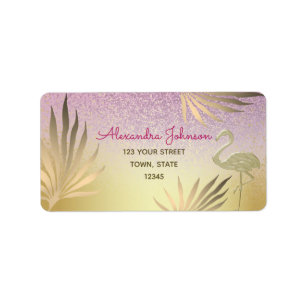 Pink And Gold Return Address Label