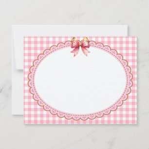 Pink and Gold Ribbon Stationery Thank You Note Card