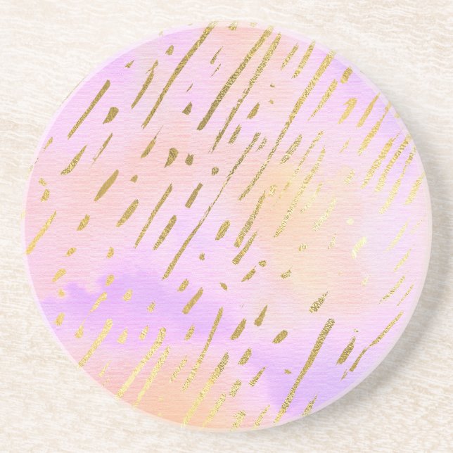 Pink and Gold Sandstone Coaster (Front)
