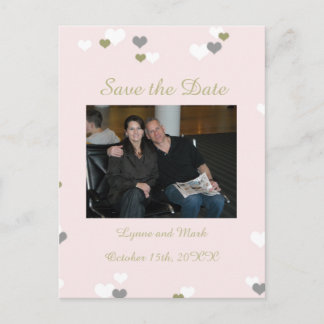 Pink and Gold Save the Date Announcement Postcard