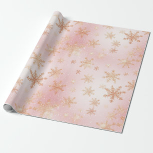 Pink and Gold Snowflake Bliss Wrapping Paper