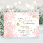 Pink and gold snowflake winter girl baby shower invitation<br><div class="desc">For more advanced customization of this design,  simply select the "Customize It" button above!</div>