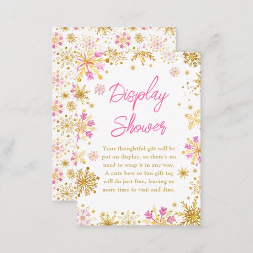 Pink and Gold Snowflakes Winter Display Shower Enclosure Card