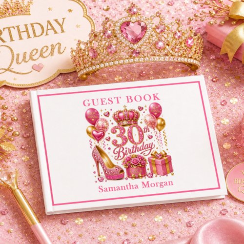 Pink And Gold Sparkle 30th Birthday Guest Book
