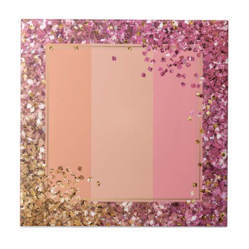 Pink and Gold sparkle and shine Ceramic Tile