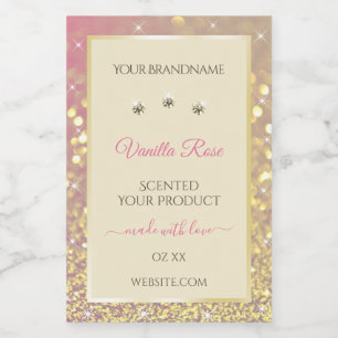 Pink and Gold Sparkle Glitter Cream Product Labels