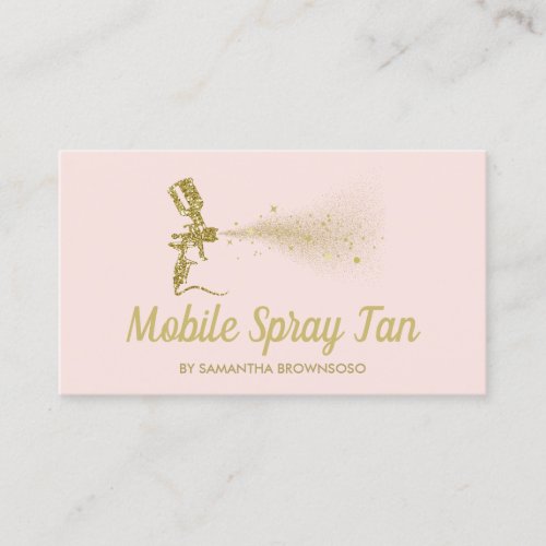 Pink and Gold Sparkle Mobile Tanning Spray Business Card