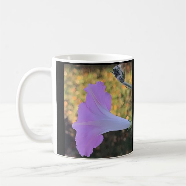 Pink and Gold Sparkle Morning Glory Coffee Mug (Left)