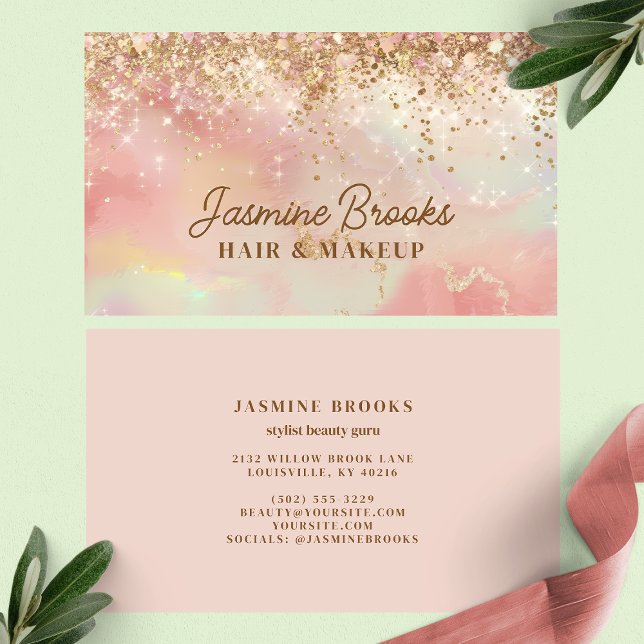 Pink and Gold Sparkle Professional  Business Card (Creator Uploaded)