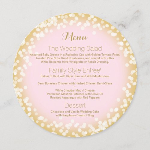 Pink and Gold Sparkle Round Menu