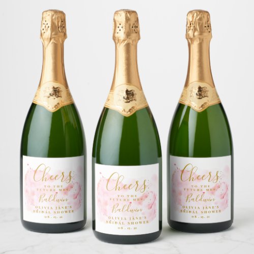 Pink And Gold Sparkling Wine Label Bridal Shower Sparkling Wine Label