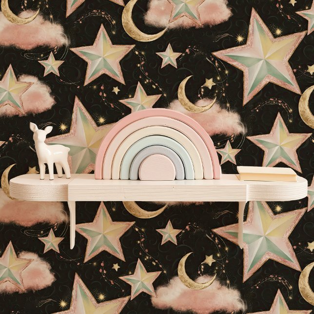 Pink and Gold Stars and Moons Celestial Wallpaper (Creator Uploaded)