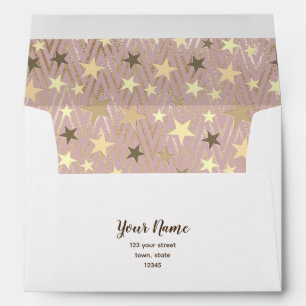 Pink and Gold Stars Envelope