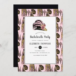 Pink and Gold Steampunk Bachelorette Party Invitation
