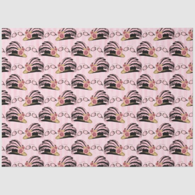 Pink and Gold Steampunk Series Design 52 Tissue Paper (Front)