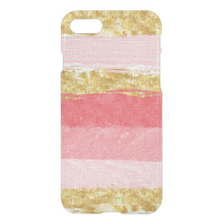 Pink and Gold Stripe Design iPhone SE/8/7 Case
