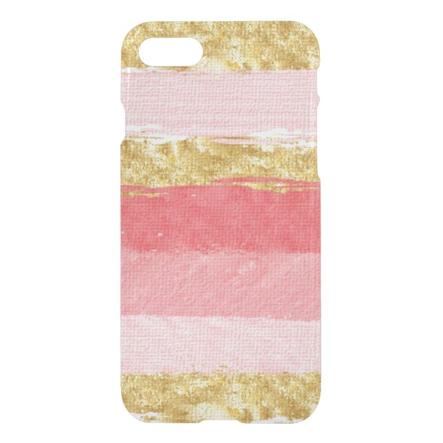 Pink and Gold Stripe Design Uncommon iPhone Case (Back)