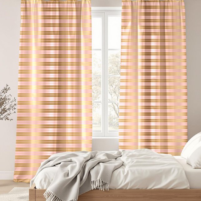 Pink and gold stripes pattern blackout curtains (Creator Uploaded)