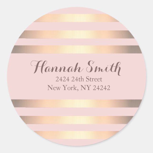 Pink And Gold Stripes Return Address Seal (Front)