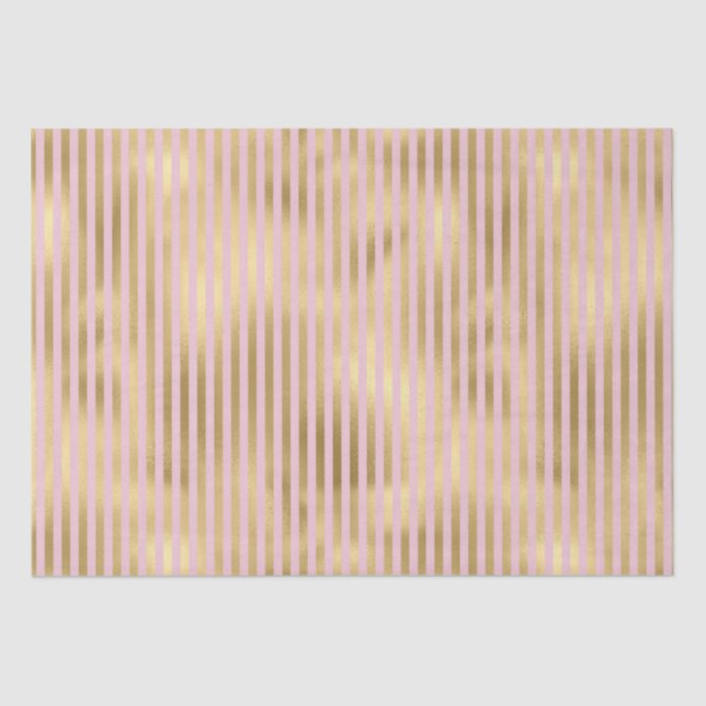 Pink and Gold Stripes Tissue Paper (Front)