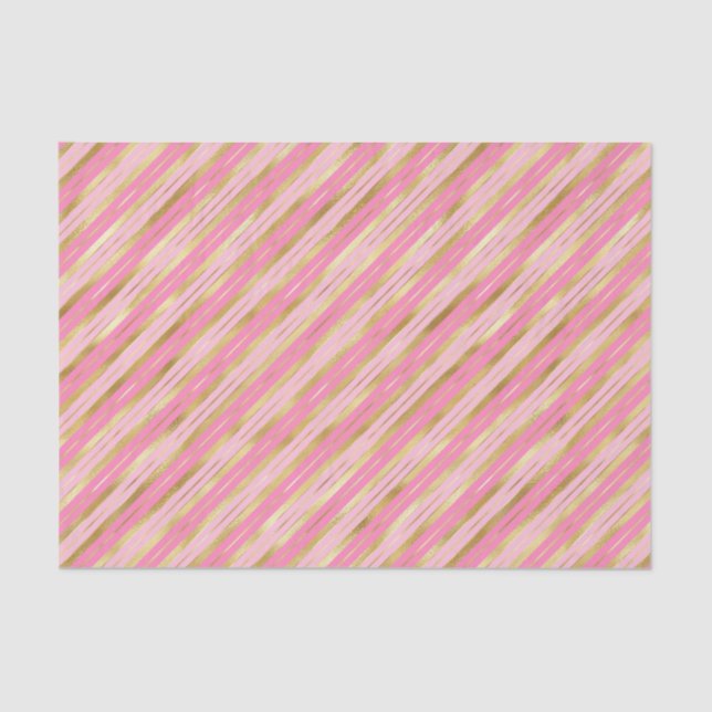Pink and Gold Stripes Tissue Paper (Front)