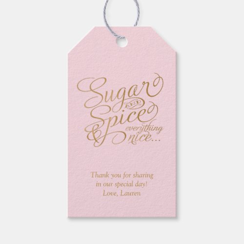 Pink and Gold Sugar and Spice Favor Tags