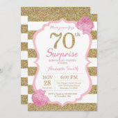 Pink and Gold Surprise 70th Birthday Invitation (Front/Back)