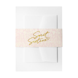 Pink and Gold Sweet 16 Party Invitation Belly Band