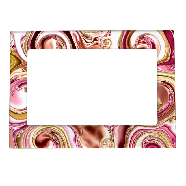 Pink and Gold Swirls Magnetic Frame (Front)