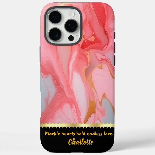 Pink and gold swirls on marble canvas Case-Mate iPhone case (Back)