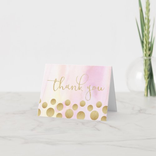 Pink and Gold Thank You Note Card