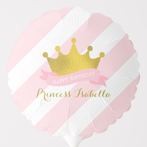 Pink and Gold Tiara Princess Birthday Balloon