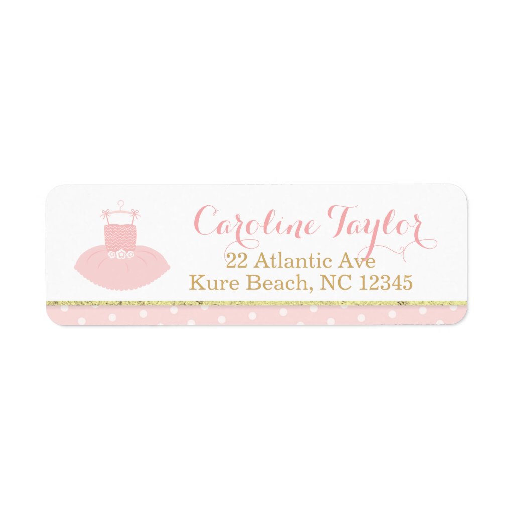 Pink and Gold Tutu Baby Shower Address Label