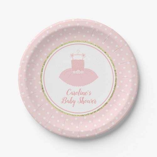 Pink and Gold Tutu Baby Shower Paper Plates