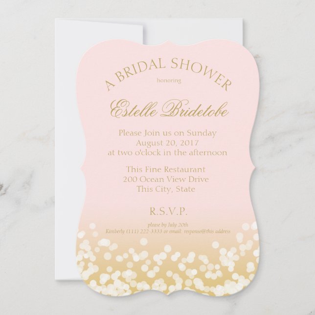 Pink and Gold Twinkle Bridal Shower Invitation (Front)
