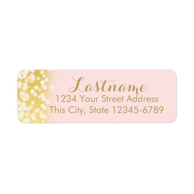 Pink and Gold Twinkle Lights Label (Front)