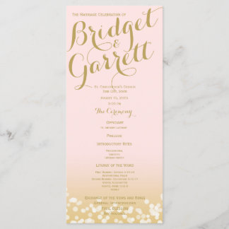 Pink and Gold Twinkle Lights Wedding Program