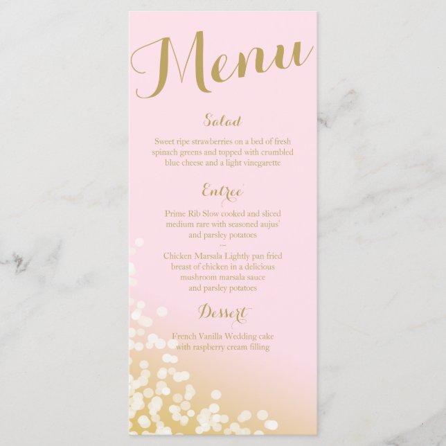 Pink and Gold Twinkle Lights Wedding Program (Front)
