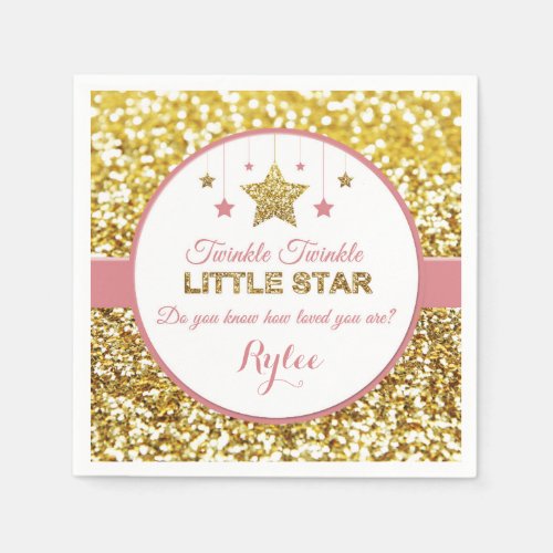 Pink and gold Twinkle Twinkle little star napkins