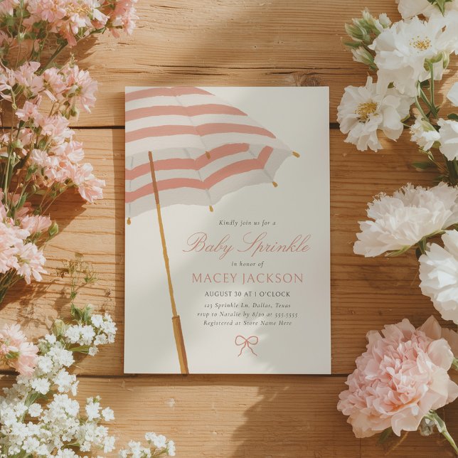 Pink and Gold Umbrella Girl Baby Sprinkle Invitation (Creator Uploaded)