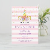 Pink and Gold Unicorn Baby Shower Invitations (Standing Front)