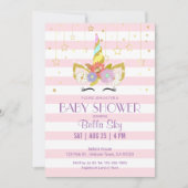 Pink and Gold Unicorn Baby Shower Invitations (Front)