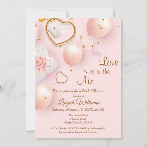 Pink and Gold Valentine Bidal Shower Invitation