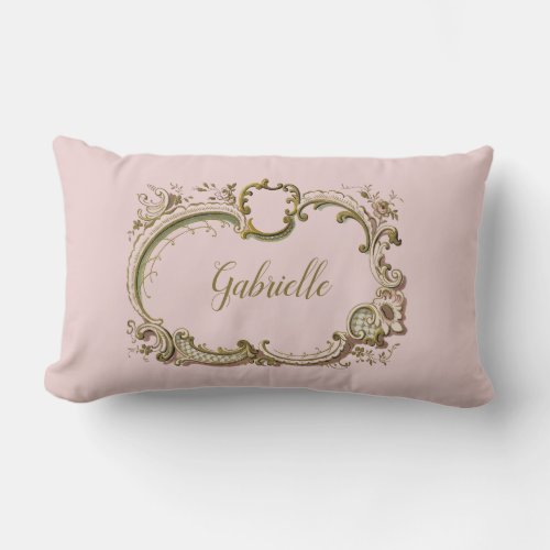 Pink and Gold Vintage Baroque Rococo Name Pillow