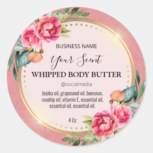 Pink And Gold Vintage Body Butter Labels